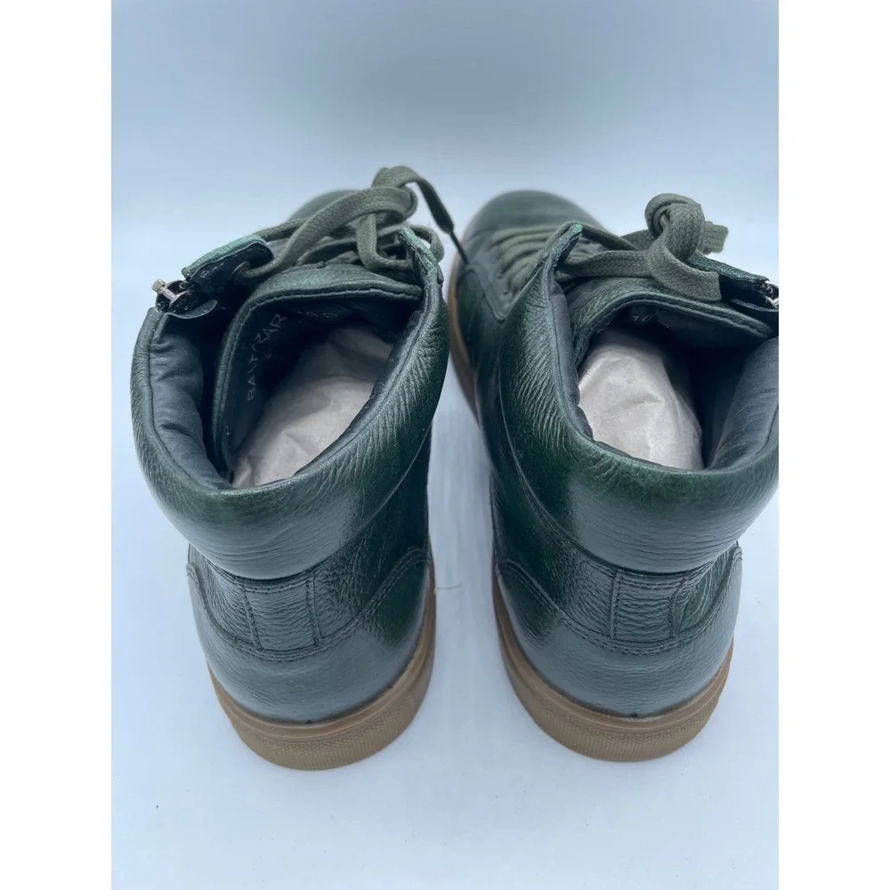 Studio Belvedere Baltazar Green Leather High Top Sneakers Side Zip‎ Mens 10 D